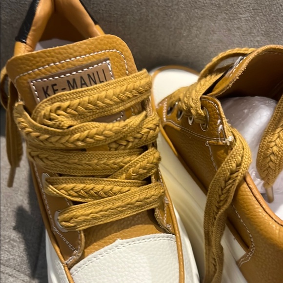 Chic Brown and White Platform Sneakers - Picture 2 of 6